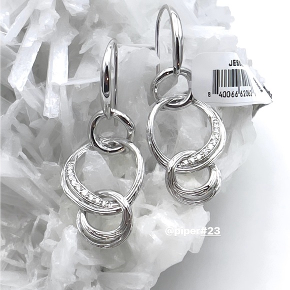 NWT Judith Ripka Triple Link Santorini Drop Earrings with genuine Diamonds - Picture 3 of 10